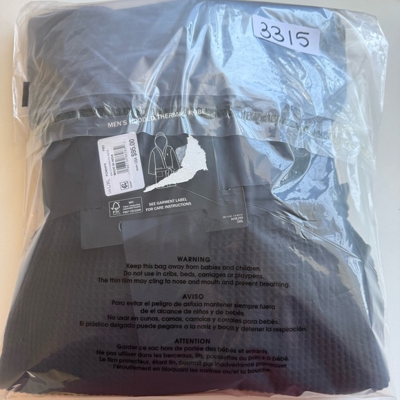 Polo Ralph Lauren Mens Thermal Hooded Robe Black Size L/XL NWT - Picture 7 of 7